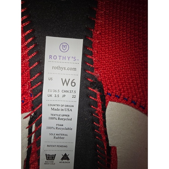 Rothy's The Point Red Knit Ballet Flats Women's Size 6 - Picture 8 of 8